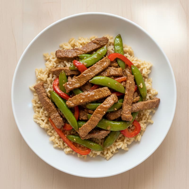 Sesame Ginger Beef Stir-Fry with Snap Peas