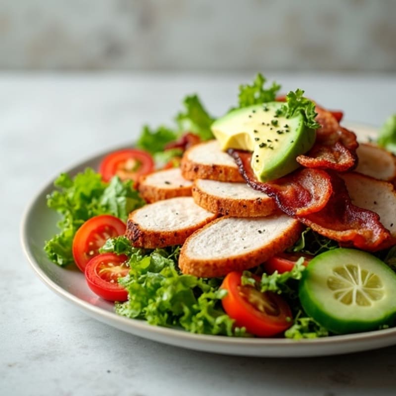 Turkey Club Salad with Crispy Bacon and Creamy Avocado Dressing