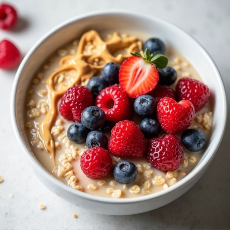 Creamy Peanut Butter & Fresh Berry Oatmeal Bowl