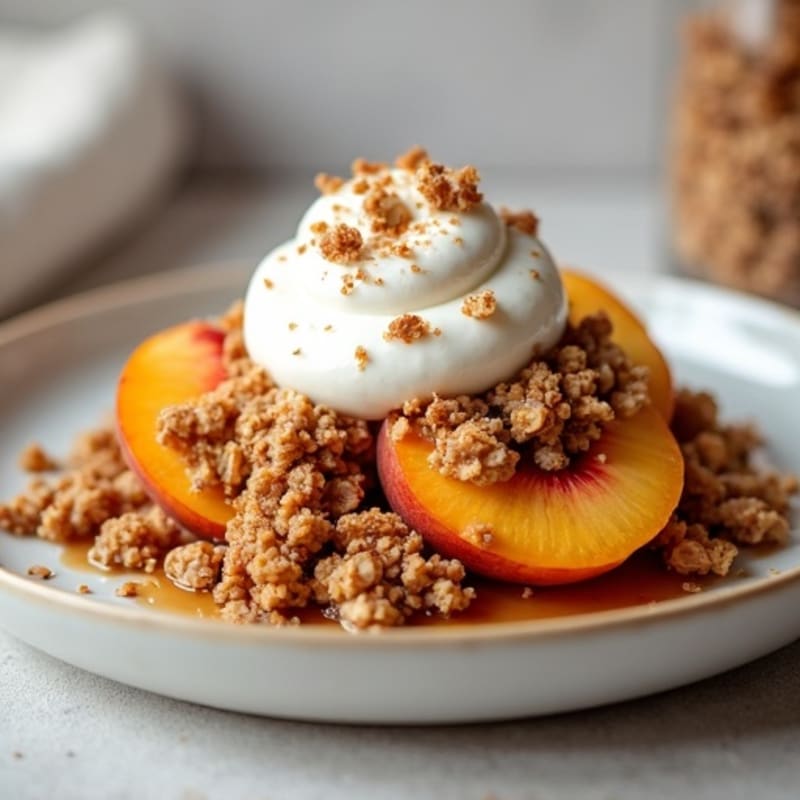 Roasted Peaches with Crispy Spiced Oat Crumble