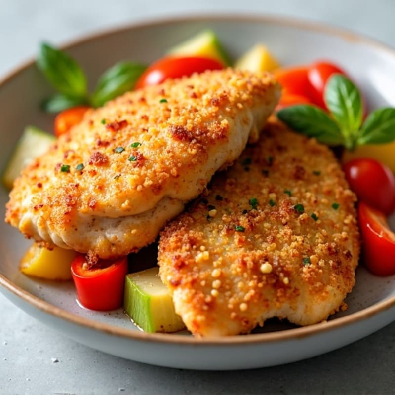 Crispy Baked Sweet-Sour Chicken with Bell Peppers