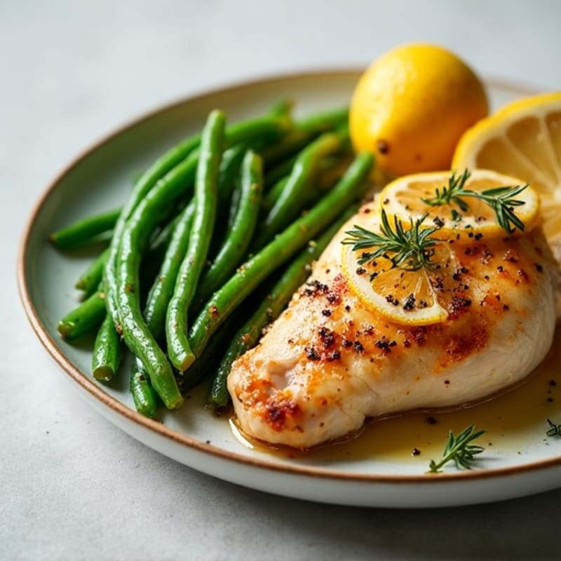 Lemon Herb Roasted Chicken with Crispy Green Beans
