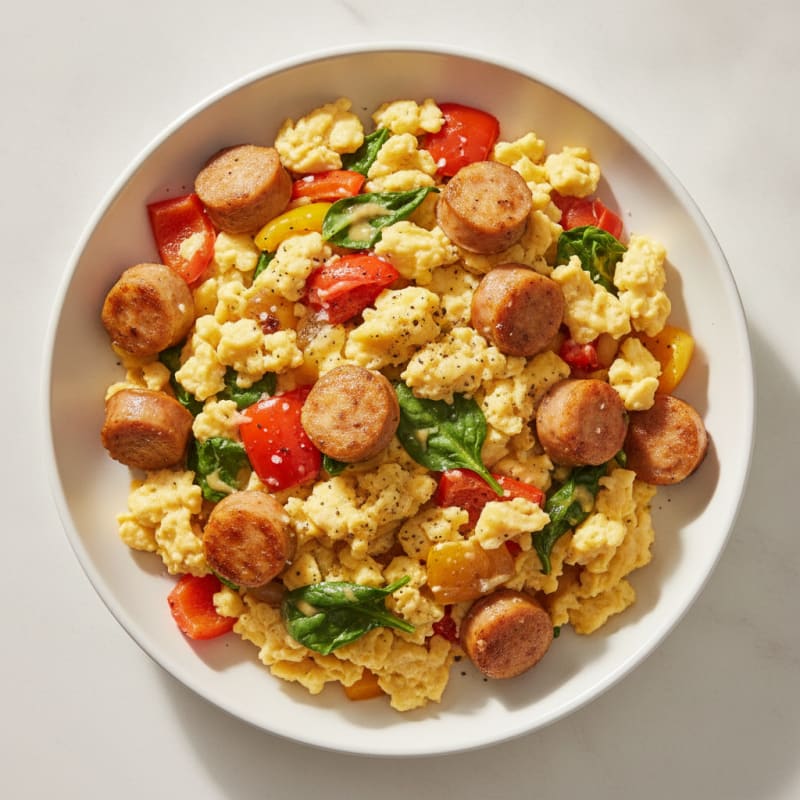 Hearty Scrambled Eggs with Roasted Vegetables