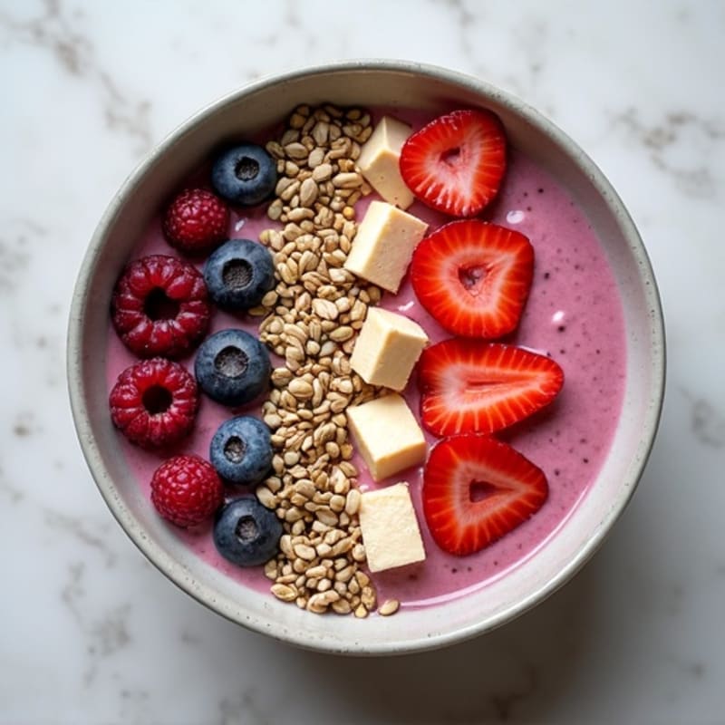 Silky Tofu Protein Smoothie Bowl with Hemp Seeds and Berries