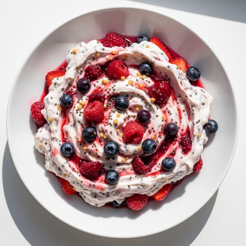 Creamy Greek Yogurt Protein Pudding with Mixed Berries