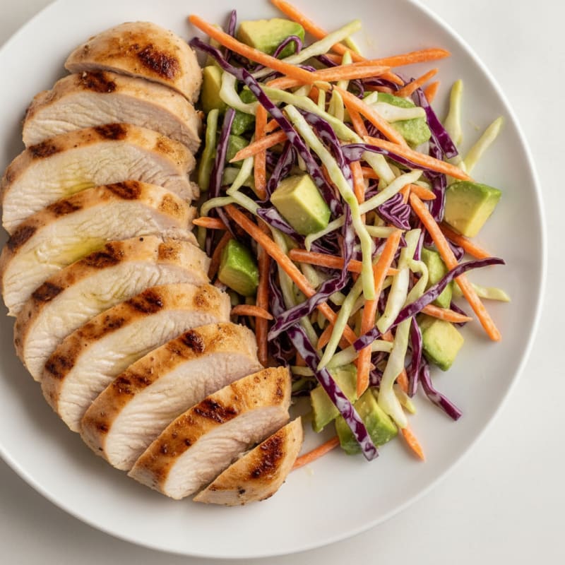 Grilled Turkey Breast with Crunchy Cabbage Slaw