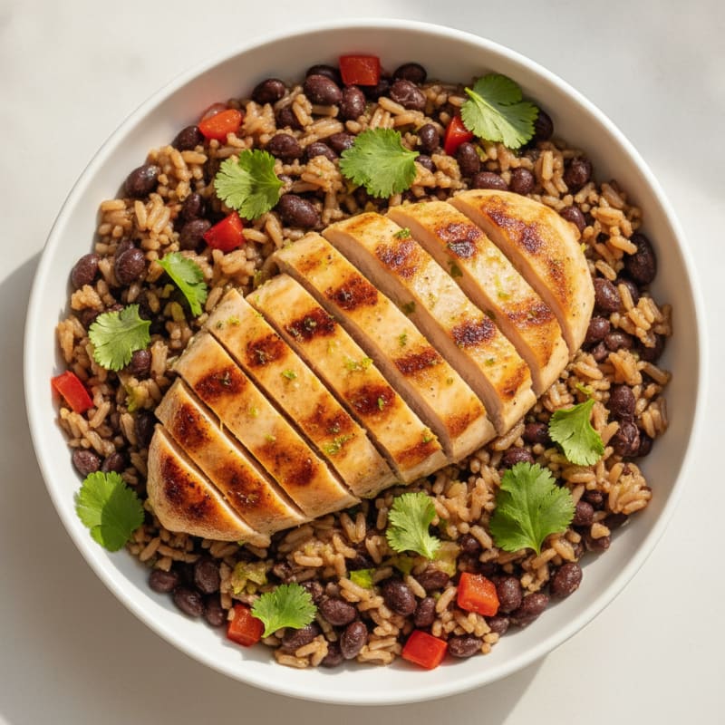 Grilled Chicken Breast with Black Bean Rice Bowl