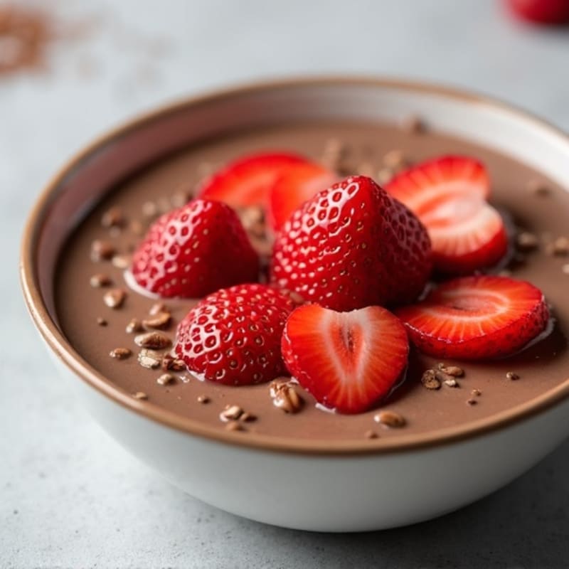 Silky Chocolate Protein Pudding with Fresh Strawberries