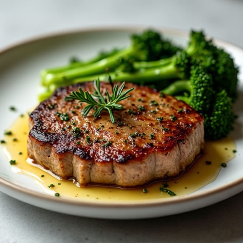 Garlic Herb Seared Steak with Roasted Broccolini