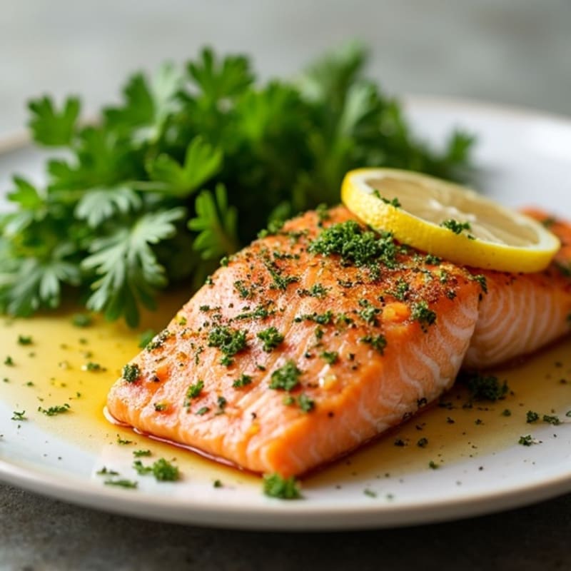 Herb-Crusted Pan Seared Salmon with Lemon