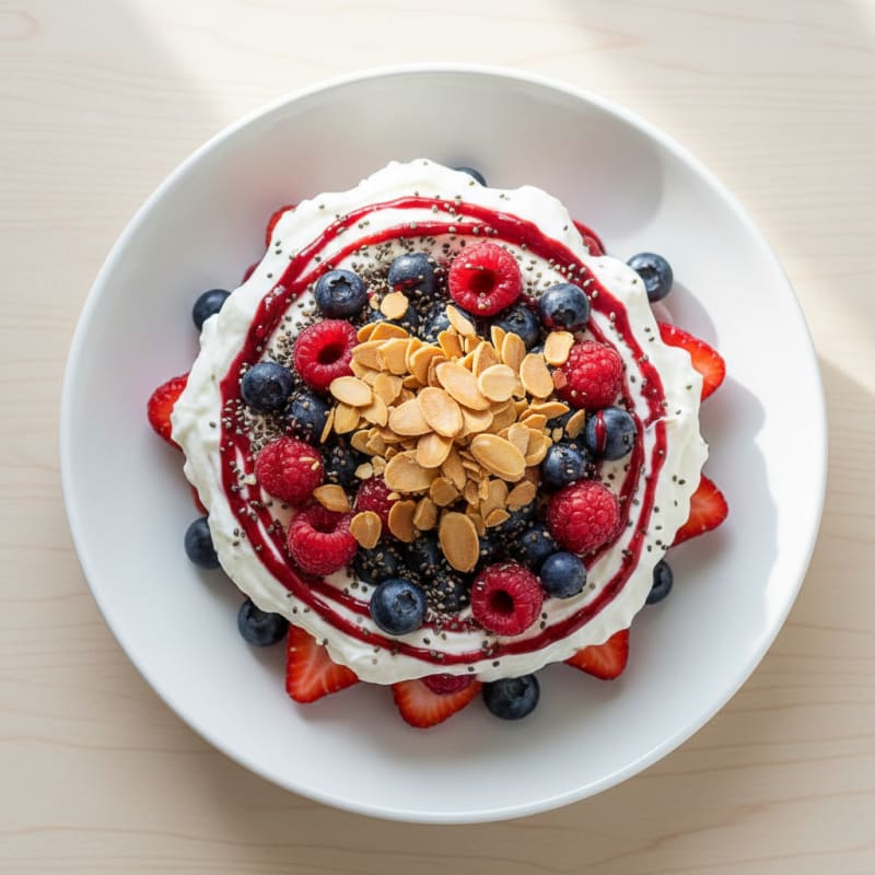 Silky Greek Yogurt Protein Pudding with Mixed Berries