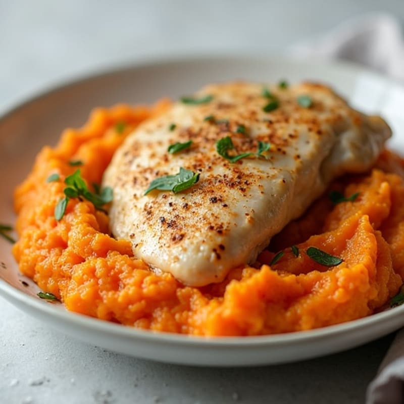 Creamy Vanilla-Spiced Sweet Potato Mash with Pan-Seared Chicken
