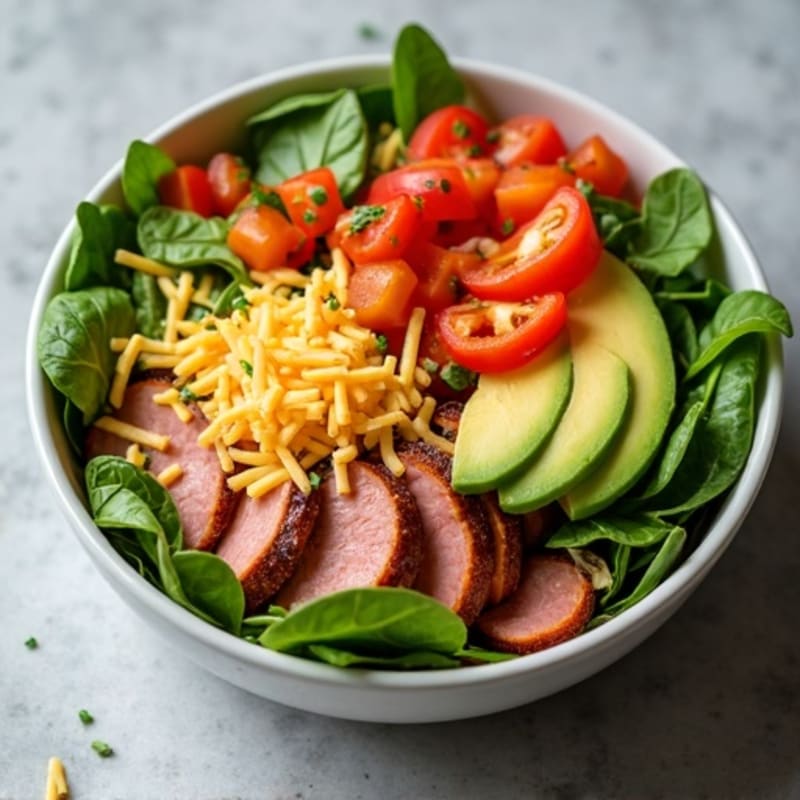 Turkey and Ham Veggie Bowl with Cheddar and Avocado
