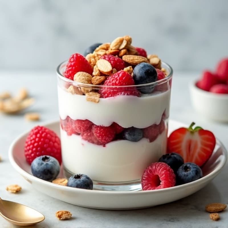 Greek Yogurt Parfait with Berries and Crunchy Almonds