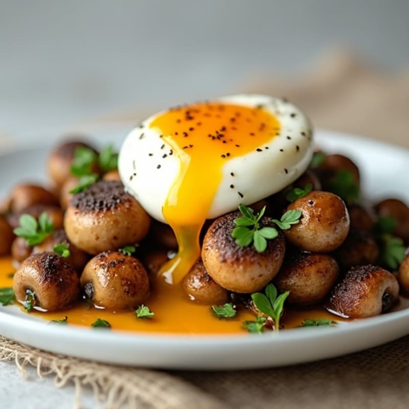 Garlic Butter Pan-Roasted Mushrooms with Poached Eggs