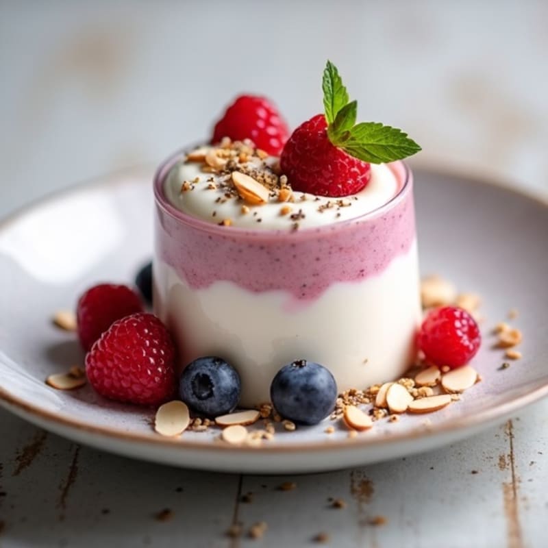 Greek Yogurt Protein Mousse with Mixed Berries