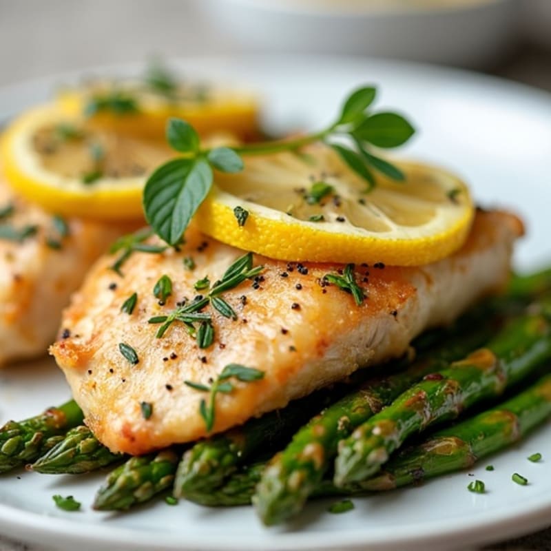 Lemon-Herb Roasted Chicken Breast with Roasted Asparagus