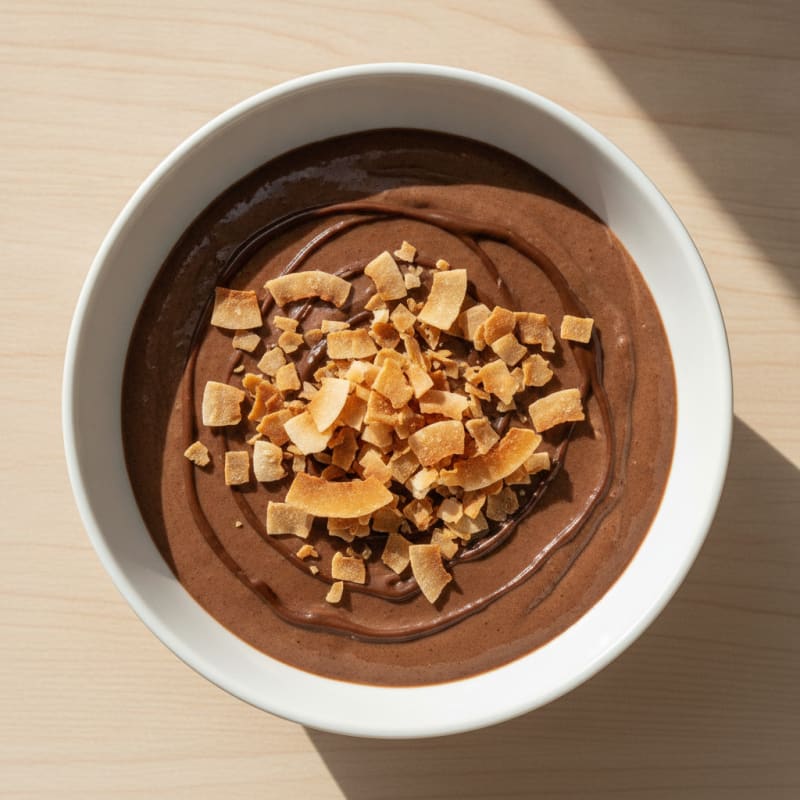 Silky Chocolate Protein Pudding with Toasted Coconut
