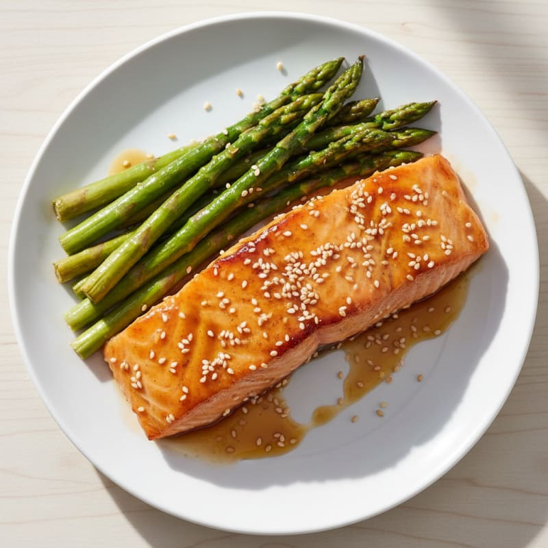 Golden Teriyaki-Glazed Salmon with Roasted Asparagus