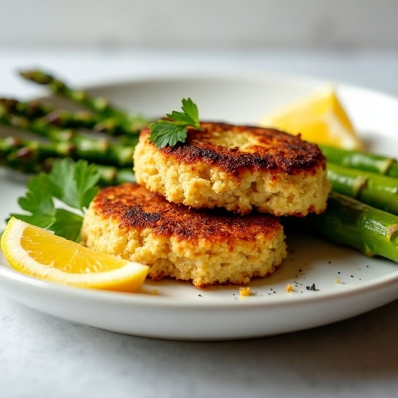 Lemon-Herb Crispy Tuna Cakes with Roasted Asparagus