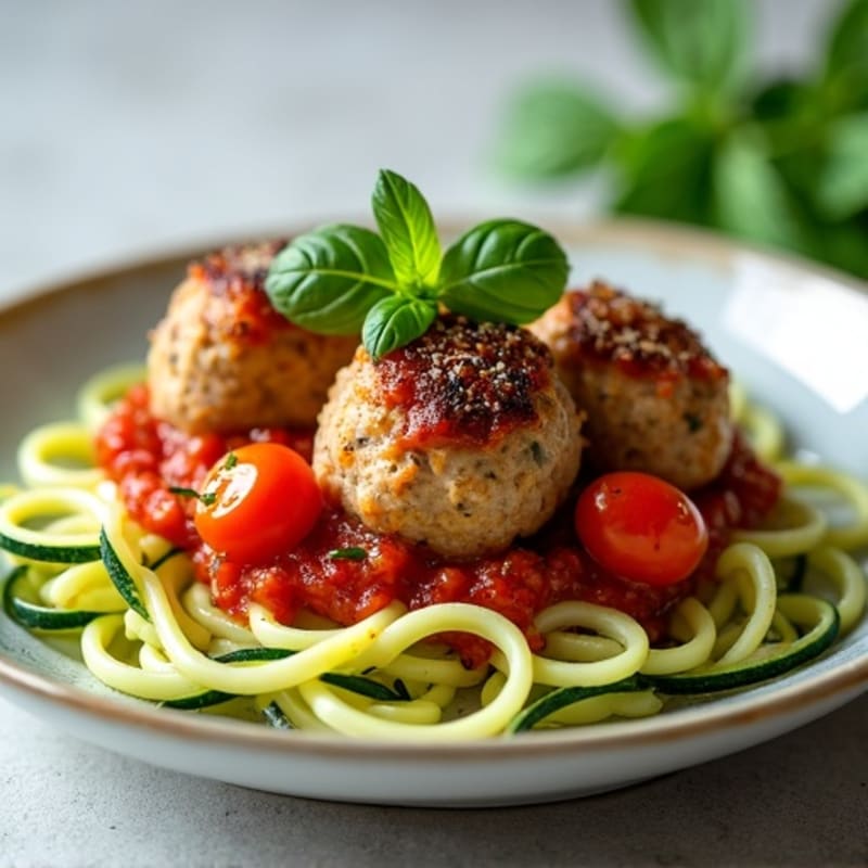 Lean Turkey Meatballs with Fresh Marinara and Zucchini Noodles