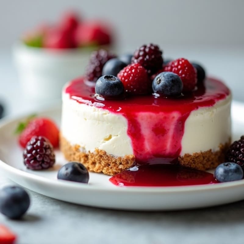 Protein-Packed Greek Yogurt Cheesecake with Berry Compote