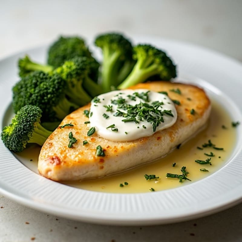 Creamy Lemon Herb Chicken with Roasted Broccoli