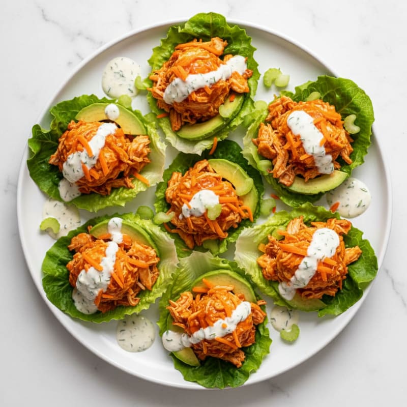 Buffalo Chicken Lettuce Wraps with Ranch