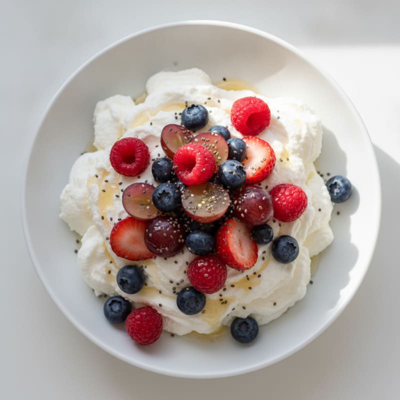 Greek Yogurt Protein Mousse with Mixed Berries