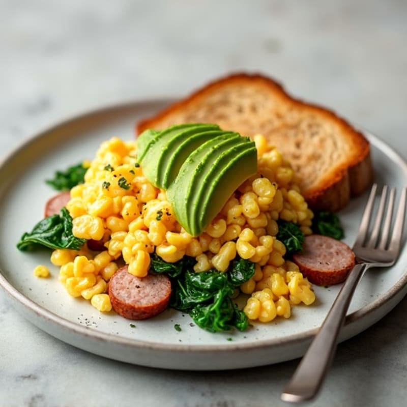Egg White and Turkey Sausage Scramble with Spinach