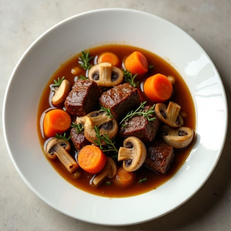 Tender Braised Beef with Mushrooms and Carrots