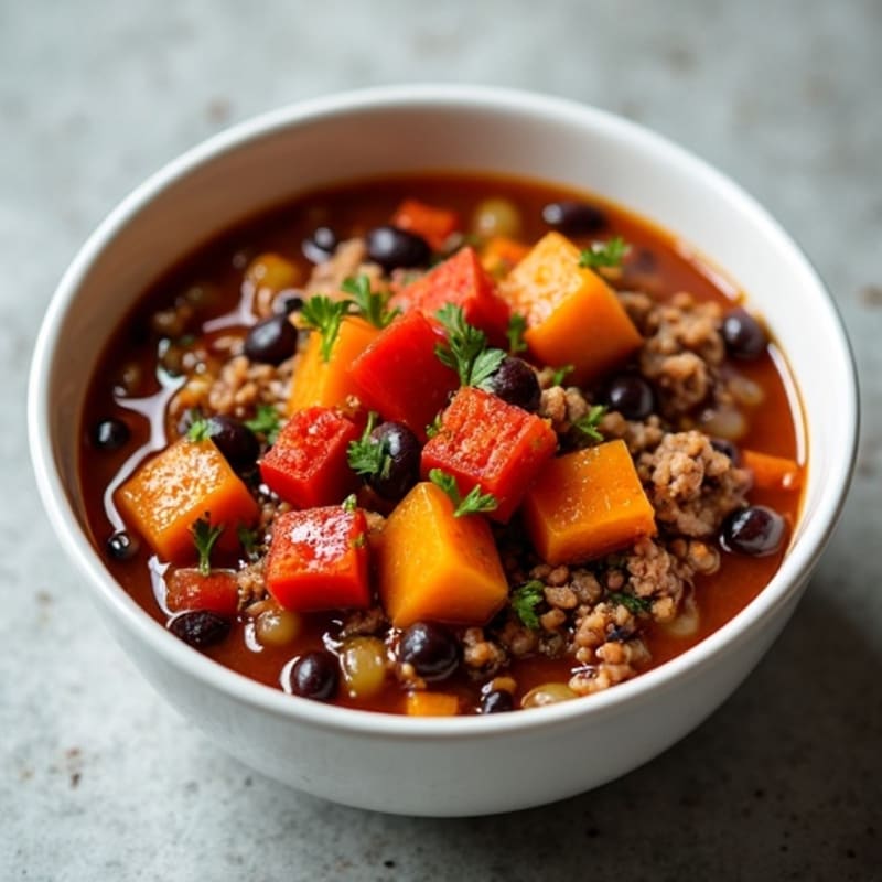 Smoky Black Bean Turkey Chili with Sweet Potatoes