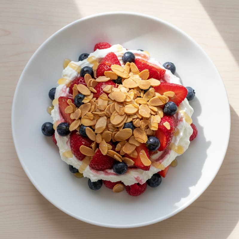 Greek Yogurt Protein Parfait with Berries and Almonds