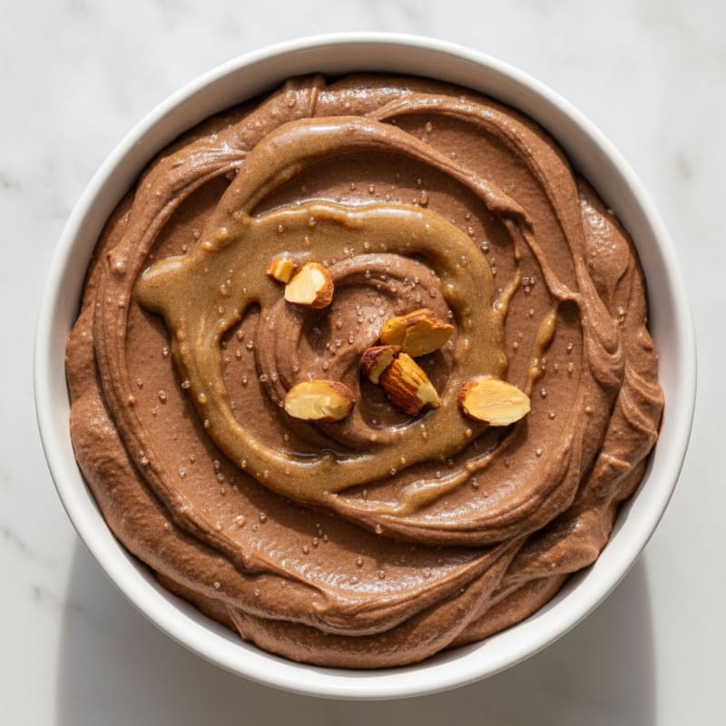 Silky Chocolate Protein Mousse with Almond Butter Swirl