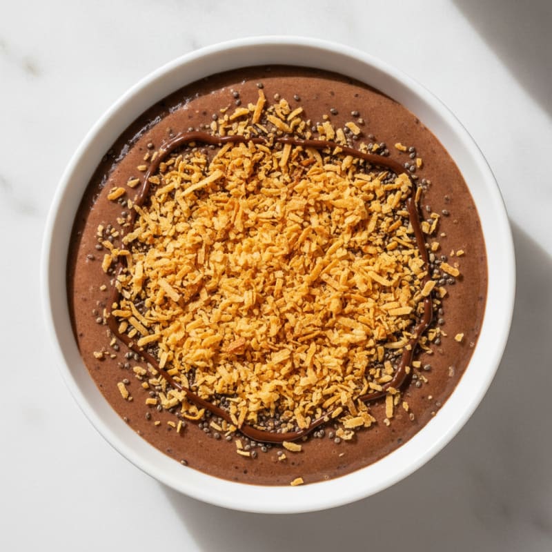Silky Chocolate Protein Pudding with Toasted Coconut