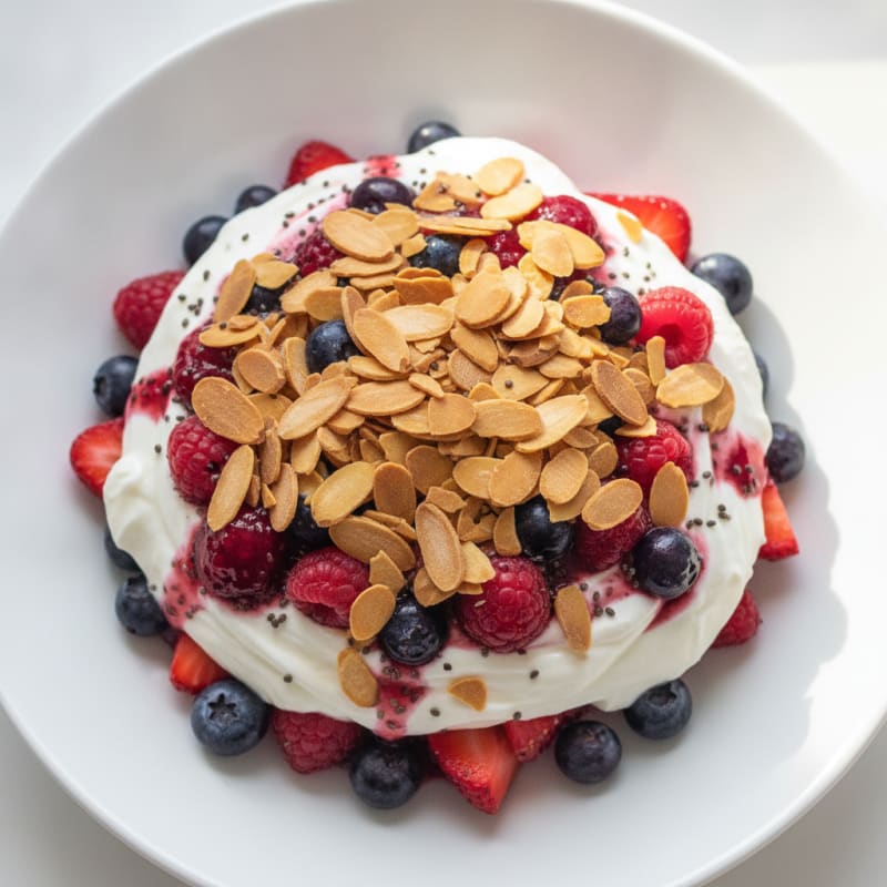 Greek Yogurt Protein Parfait with Berries and Almonds