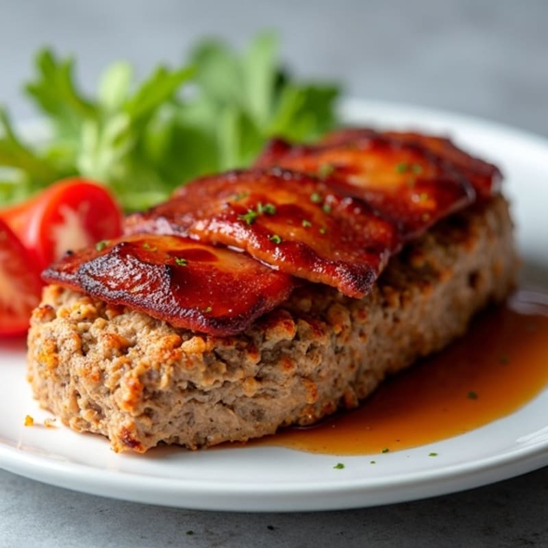 Crispy Bacon-Topped Lean Turkey Meatloaf with Tangy BBQ Glaze