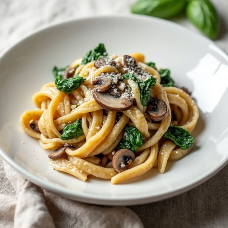 Healthy Creamy Truffle Mushroom Pasta