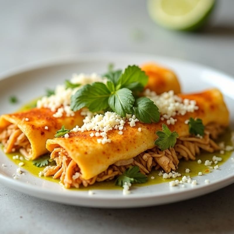 Salsa Verde Shredded Chicken Enchiladas