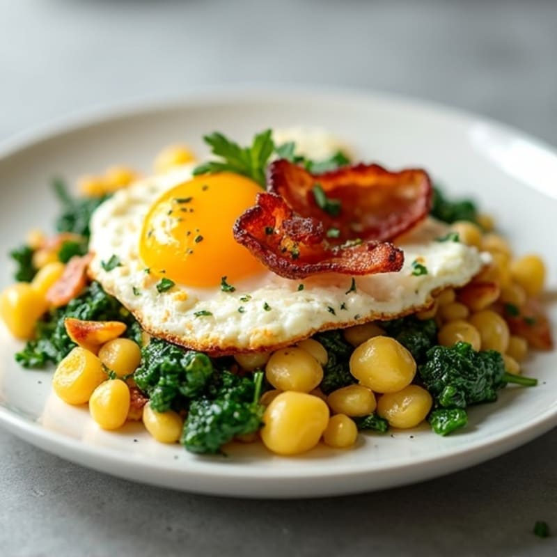 Cottage Cheese Scramble with Spinach and Turkey Bacon