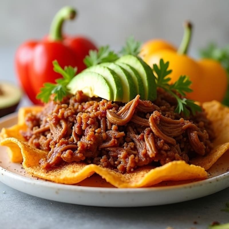 Lean Slow-Cooked Pulled Pork with Crispy Bell Pepper Nachos