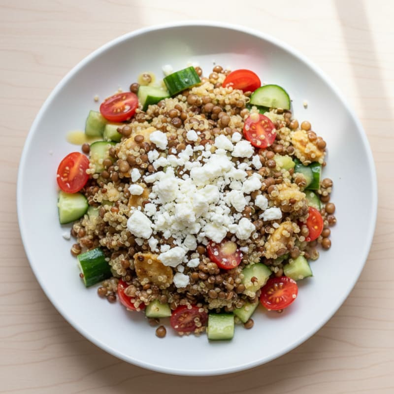 Crispy Lentil and Quinoa Power Salad with Feta