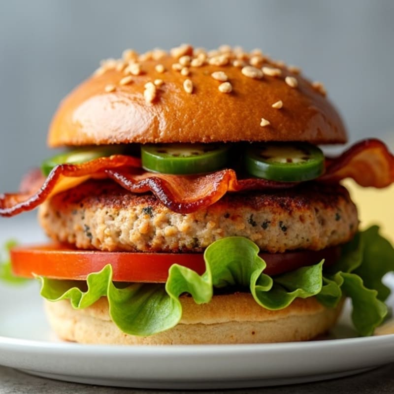 Jalapeño-Spiced Lean Turkey Burgers with Crispy Bacon