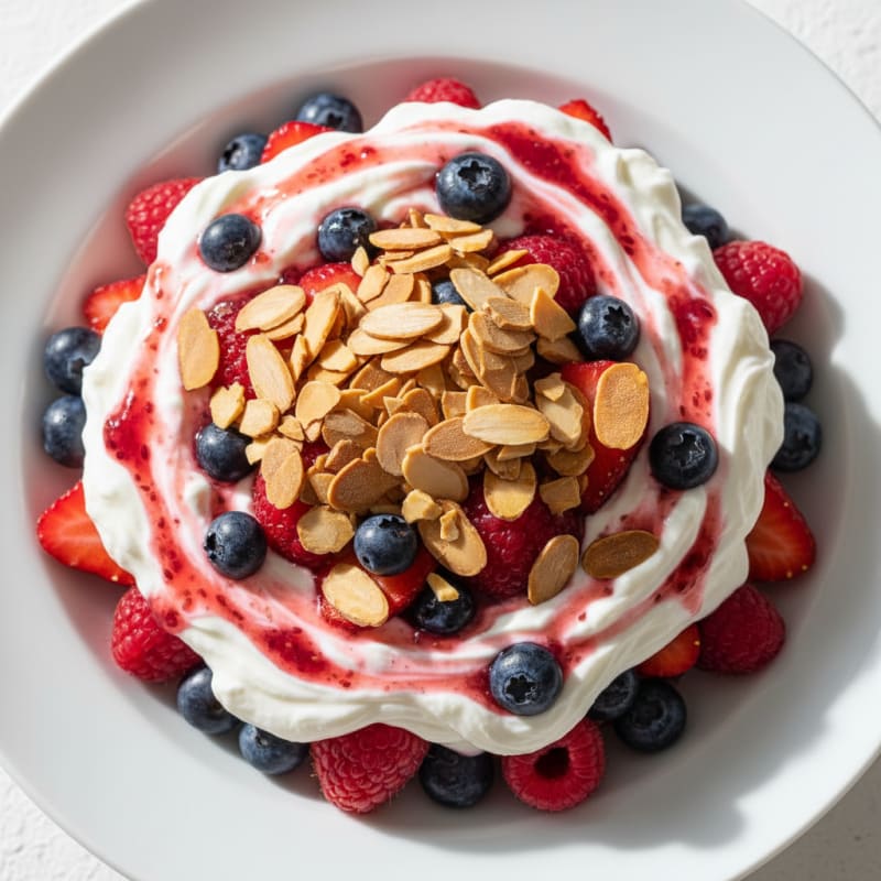Greek Yogurt Protein Parfait with Berries and Almonds