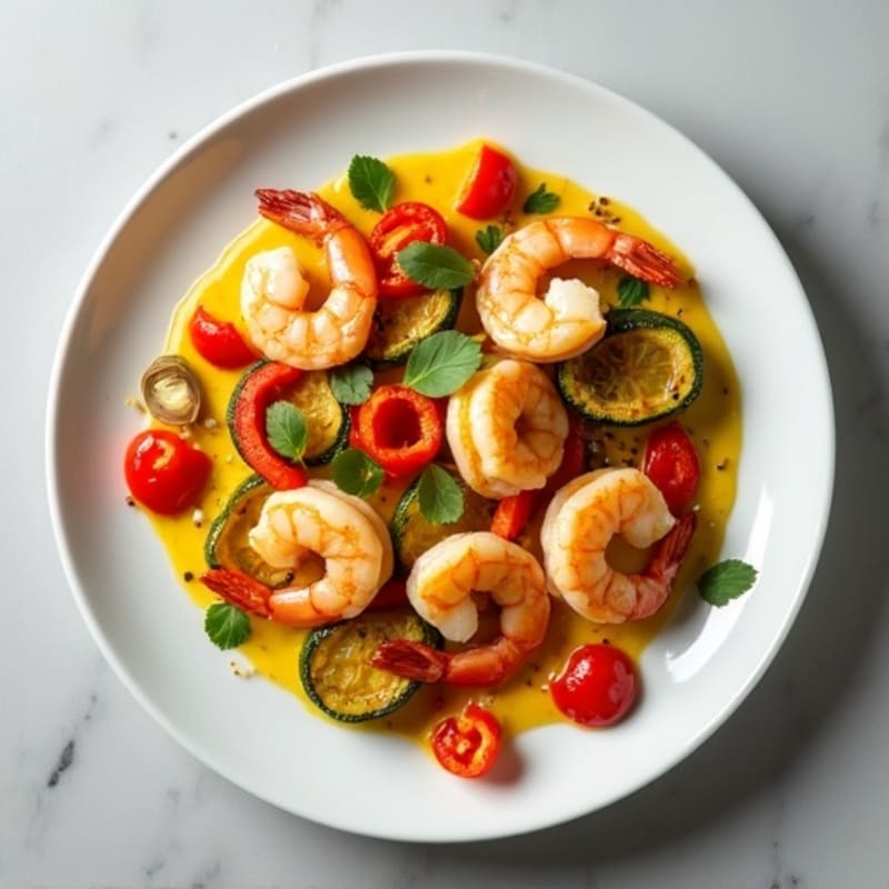 Creamy Coconut Curry Shrimp with Roasted Vegetables