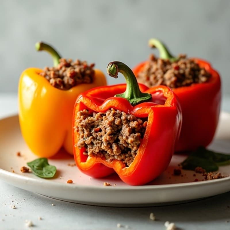 Roasted Bell Peppers Stuffed with Savory Meat Lovers Filling