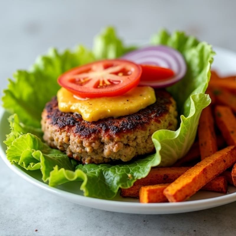 Lean Turkey Burger with Crispy Sweet Potato Fries