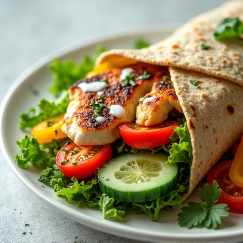Lemon Herb Grilled Chicken Wrap with Crunchy Greens