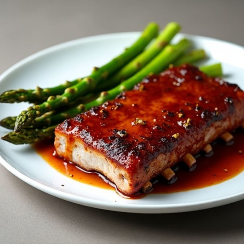 Tender Smoked BBQ Ribs with Roasted Asparagus