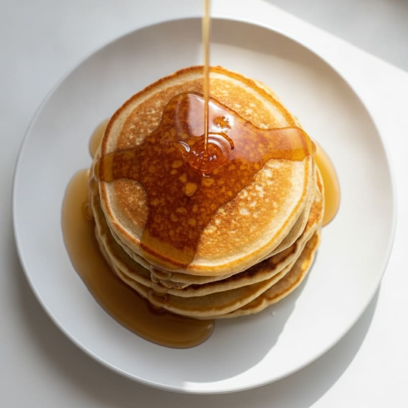 Fluffy Buttermilk Pancakes with Maple Syrup